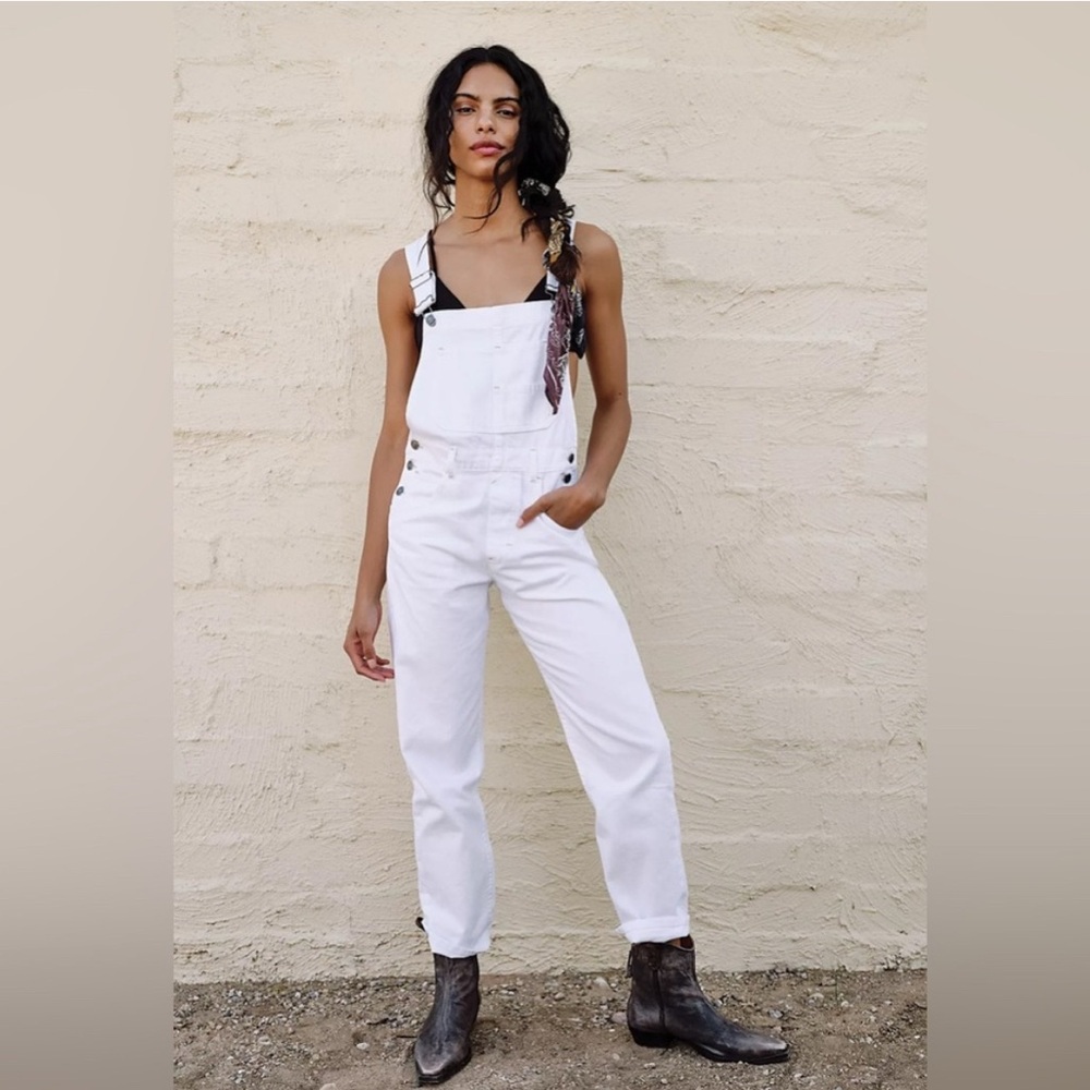 We The Free White Denim Overalls